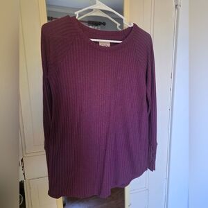 Purple Ribbed Long Sleeve Top